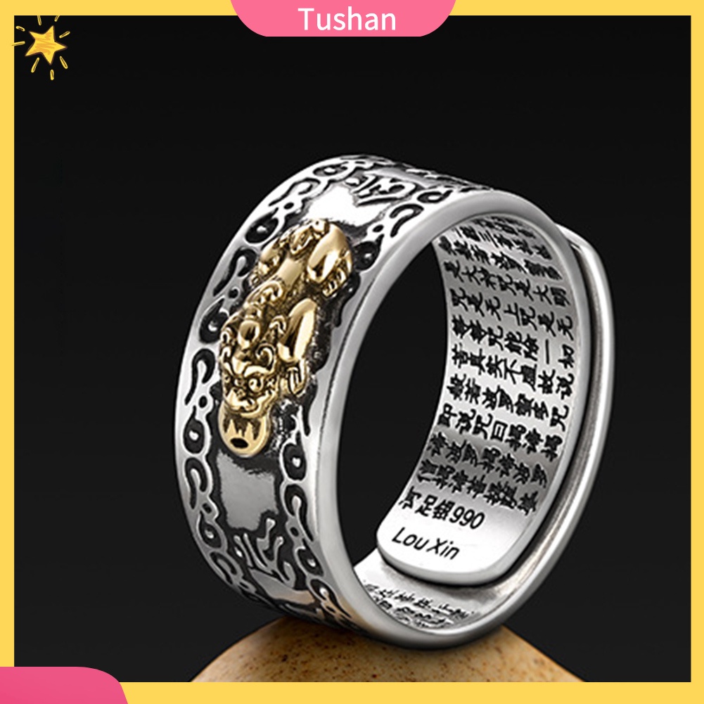 Nhẫn Hở Mạ Bạc Khắc Hình Trái Tim May Mắn Cho Nam