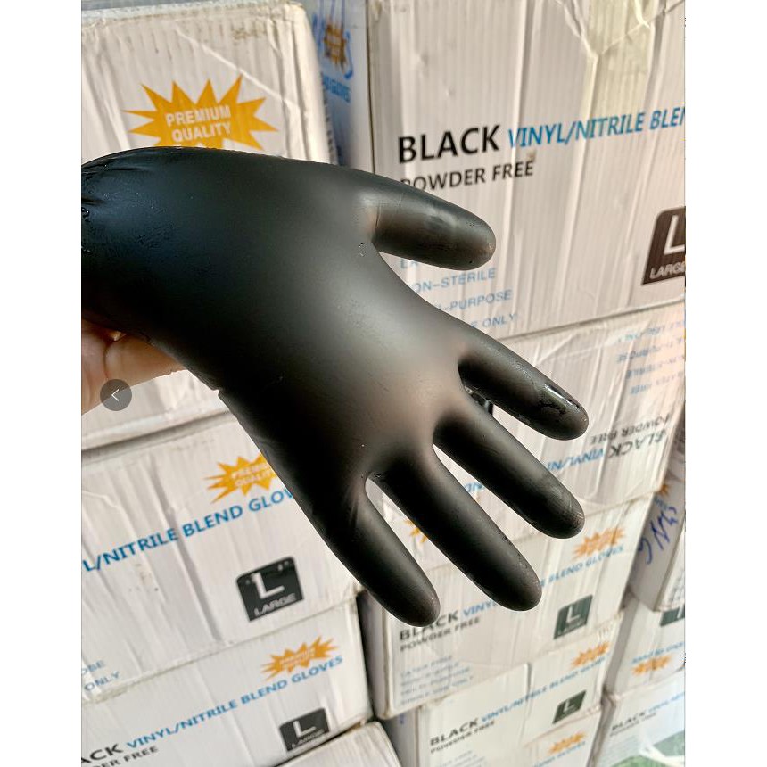 Găng tay đen không bột hộp 100c