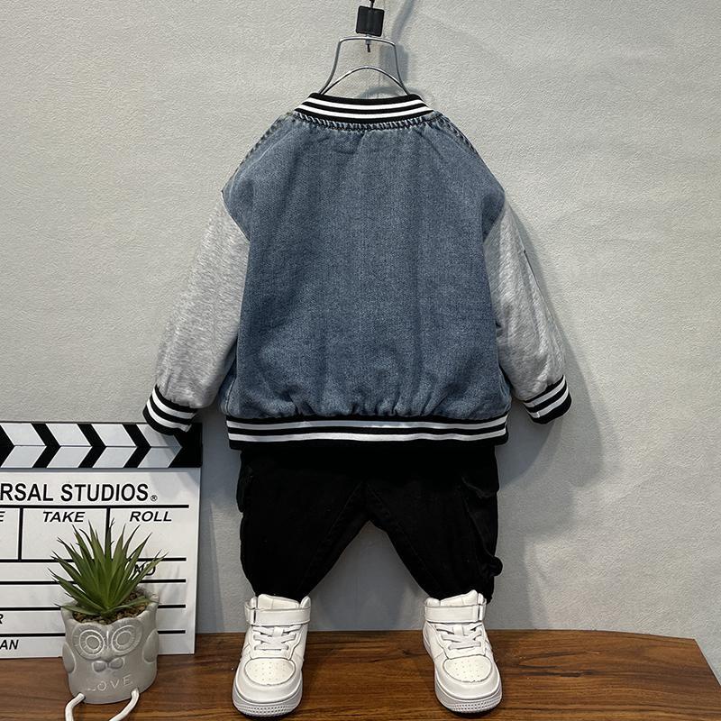 Áo Khoác Bóng Chày Chất Liệu Denim Phong Cách Mới Cho Bé Trai
