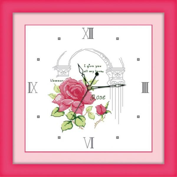 Tranh Thêu Chữ Thập Đồng Hồ Cổng Hoa Y8024 (KHÁCH TỰ THÊU) KT:34X34CM