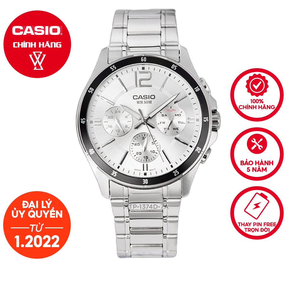 Đồng Hồ Quartz Nam Casio WATCHSTORE MTP-1374D-7AVDF Thiết Kế Kính Khoáng 43.5mm, Dây Kim Loại, Vỏ Thép Không Gỉ