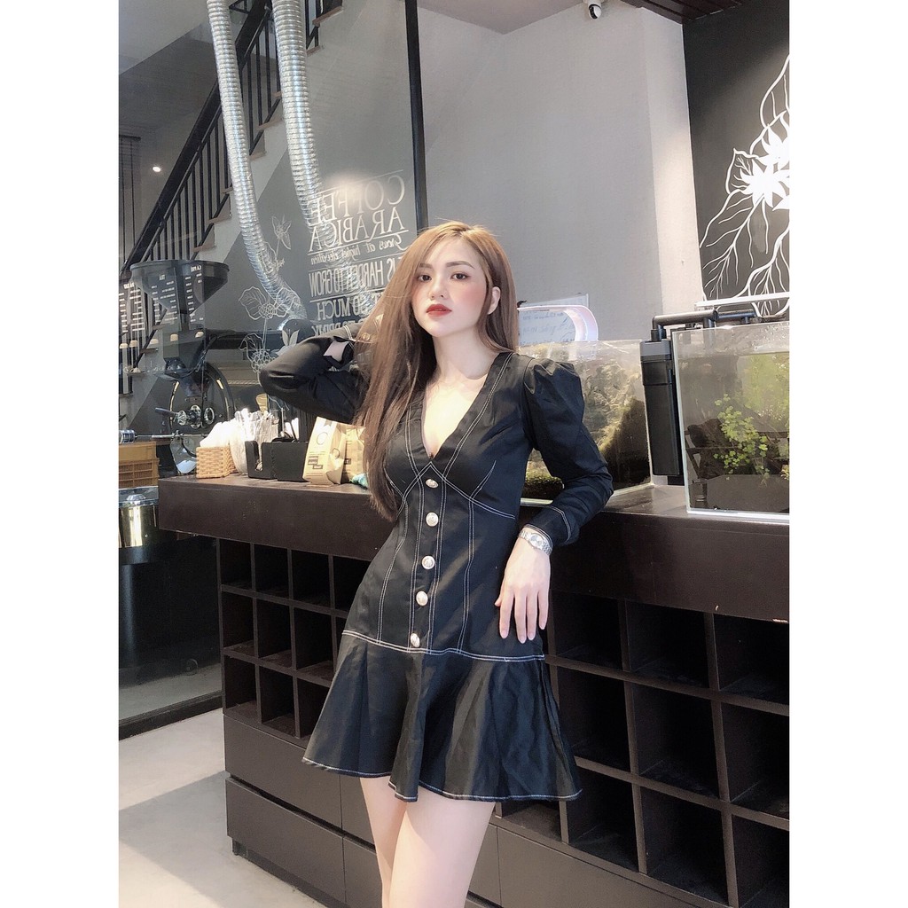 Váy ôm đi tiệc đen trắng kẻ sọc chất style