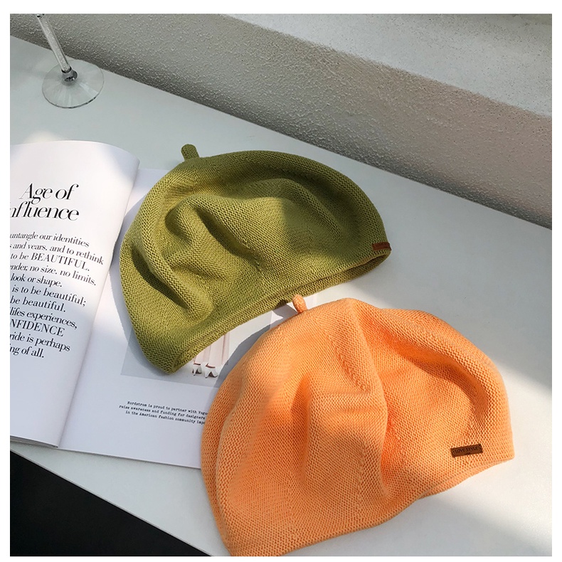 Nón Beret Da Dệt Kim Mỏng Thoáng Khí Phong Cách Nhật Bản Thời Trang Mùa Hè Cho Nữ