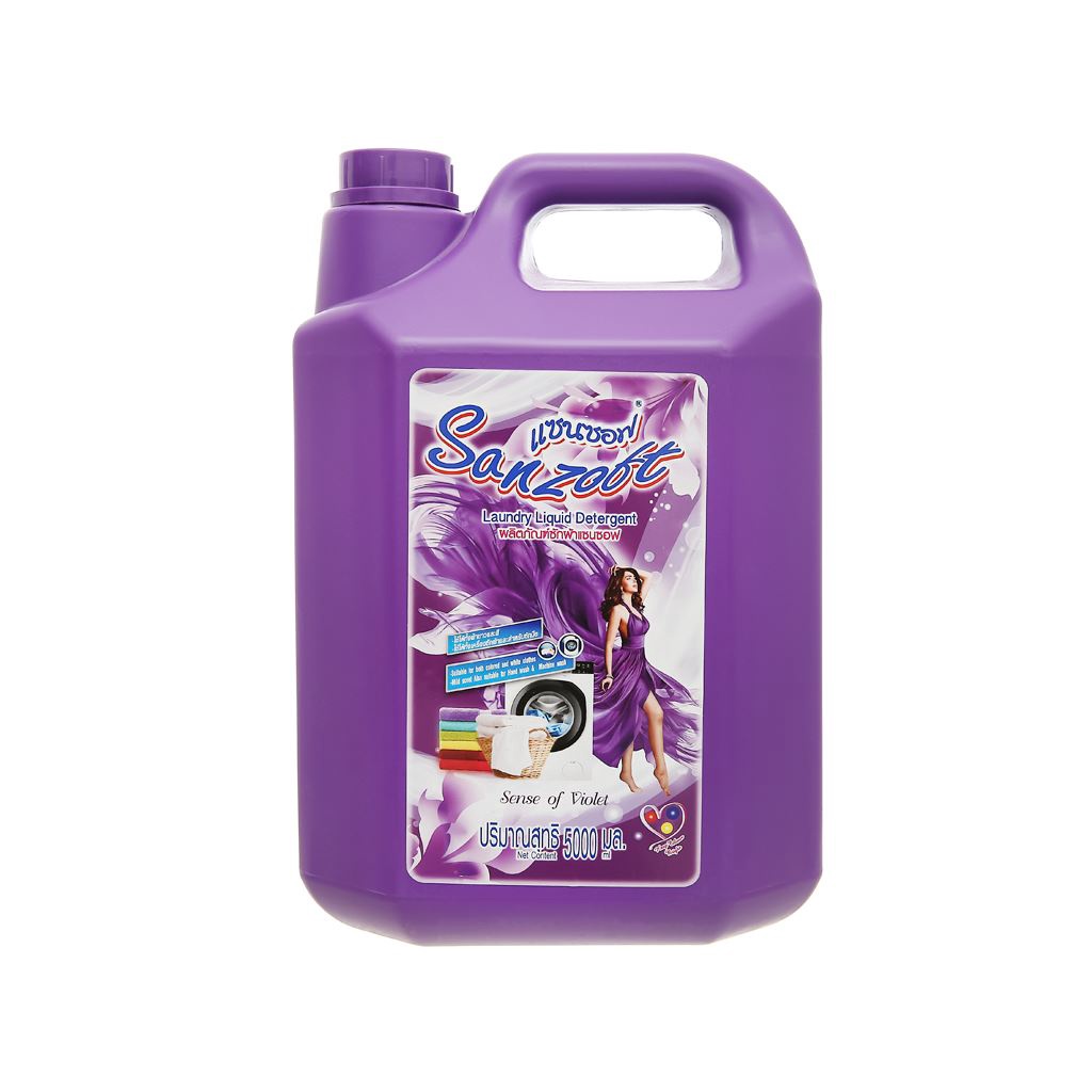 [ Thái Lan ] Nước giặt xả Sanzoft đậm đặc hương hoa violet can 5 lít/can