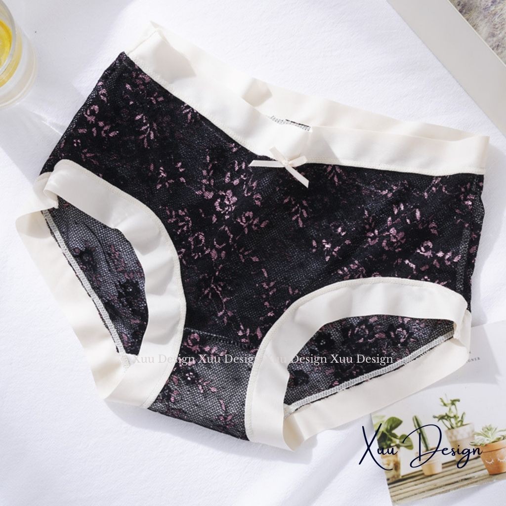Quần lót nữ ren sexy Wexuu Design, Quần lót ren hoa nhí sexy cao cấp viền su mềm mại thoáng khí - QC56