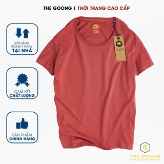 Áo Phông Trơn Nữ TheGoong Cổ Tròn, Áo Thun Nữ Basic Cotton Cao Cáp Hàng Hiệu Thoáng Mát Kháng Khuẩn Tay Ngắn Đỏ Ngói