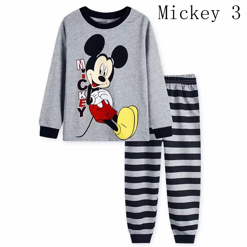 Bộ đồ ngủ in hình Mickey áo cổ tròn tay dài + quần dài dễ thương cho bé