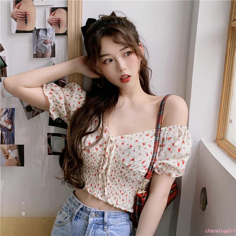 Áo Thun Nữ Tay Ngắn Cổ Chữ V In Hoa Thời Trang