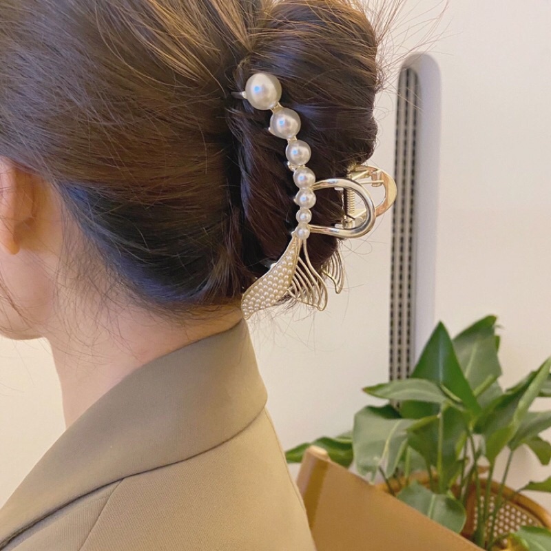 Kẹp tóc càng cua đính đá phong cách Hàn Quốc hình đuôi cá