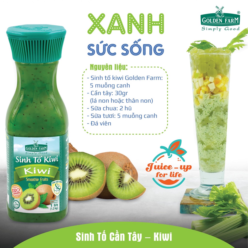 Sinh Tố Kiwi Golden Farm dạng sệt Chai 1L  Chính Hãng