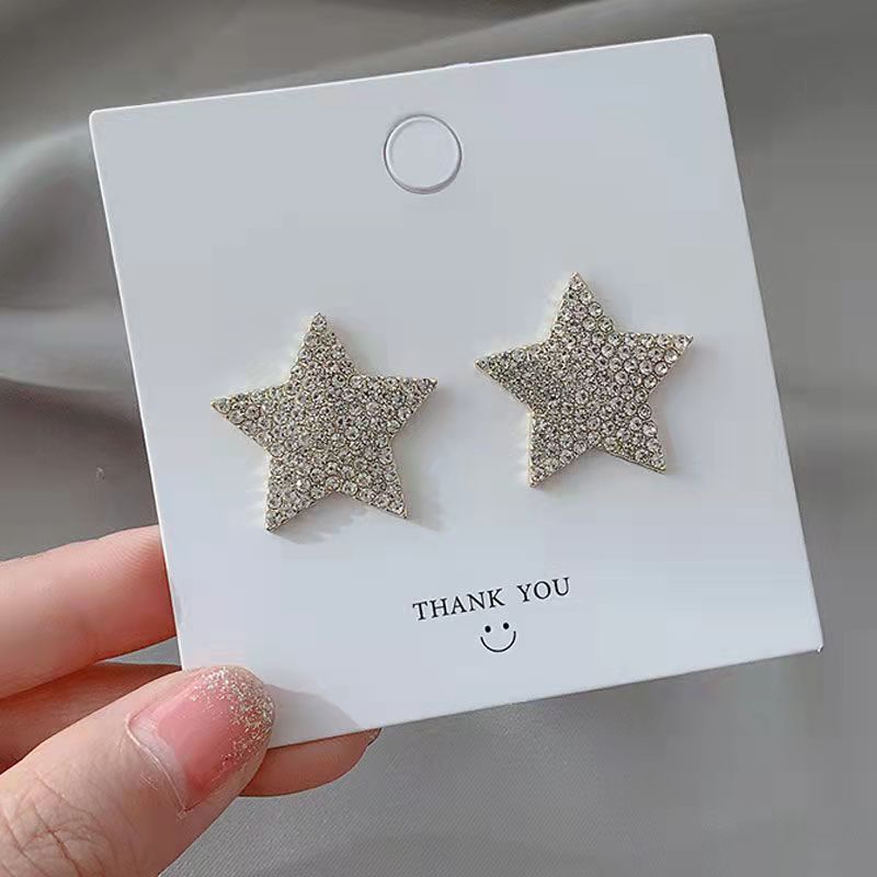 Bông Tai Mạ Bạc 925 Hình Ngôi Sao Đính Đá Xinh Xắn Cho Nữ