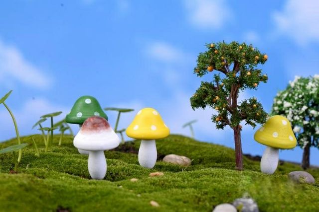 Cây Nấm Lớn Nhiều Màu ( Cây Nấm Gỗ Nhiều Màu) -  Phụ Kiện Trang Trí Tiểu Cảnh Terrariums