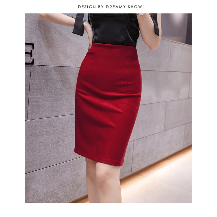 Chân Váy Công Sở Bút Chì Dài Tới Gối Màu Đỏ CHIPY From Ôm Lưng Thun Cạp Cao Cá Tính Kiểu Vintage, Ulzzang Đẹp MCV222 | BigBuy360 - bigbuy360.vn