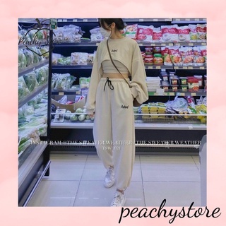 SET ÁO CROPTOP KEM + QUẦN 3 MÓN (freesize 58kg)