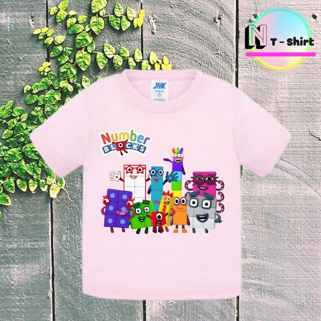 Áo thun cho bé trai và bé gái in hình hoạt hình Number Blocks dễ thương, chất liệu cotton mềm mịn thoáng mát NTShirt 14