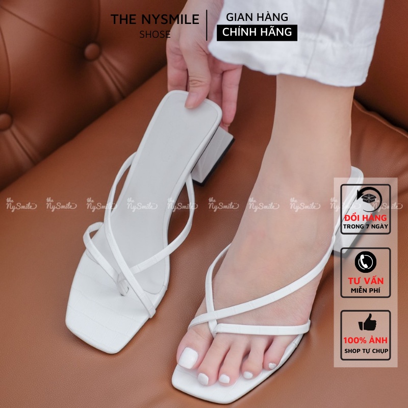 Dép guốc công sở cao 5cm xỏ ngón quai lượn - THENYSMILE - LANY &amp; FANY