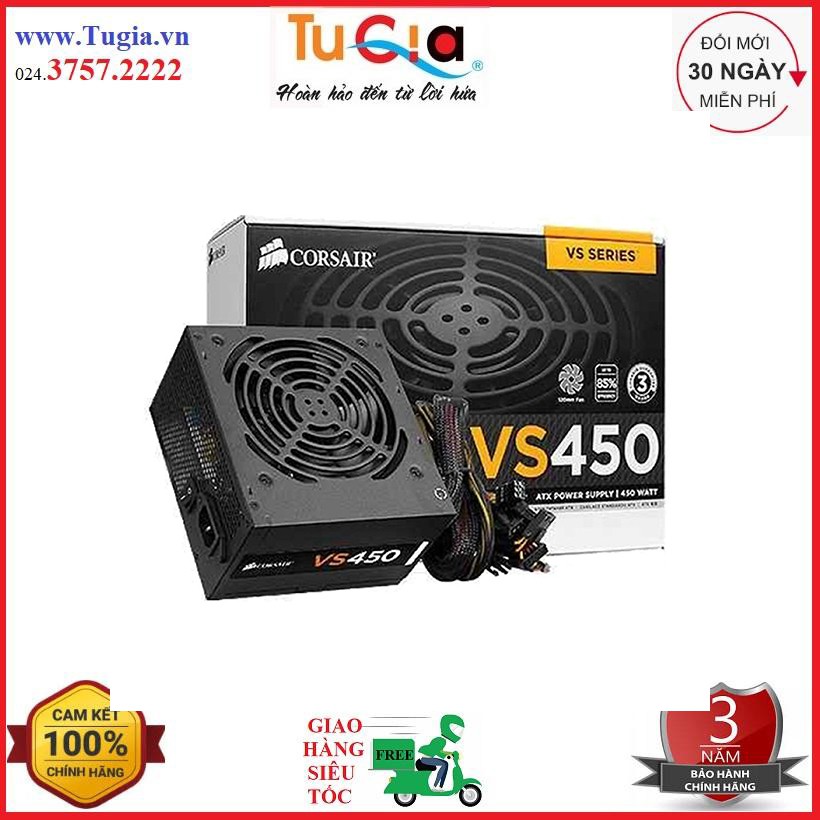 Bộ Nguồn Máy Tính Corsair Gaming VS450 Công Suất Thực 450W - 80 Plus White ( PSU Corsair Builder Series VS450 ) - HÀN