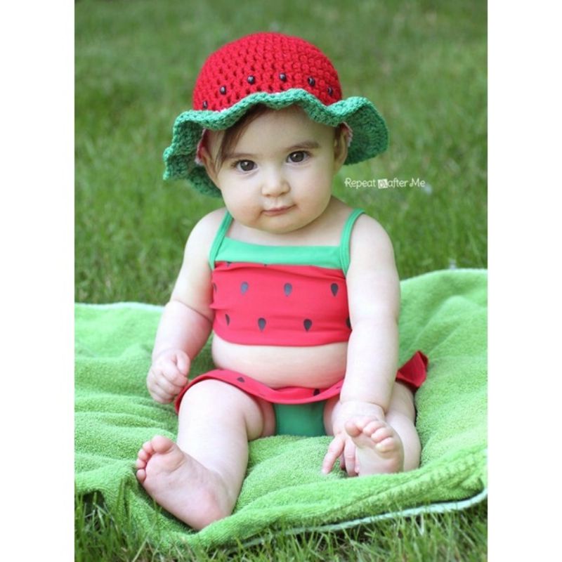 Nón len dưa hấu handmade làm theo yêu cầu cho cả người lớn và trẻ em- Watermelon Hat Craft