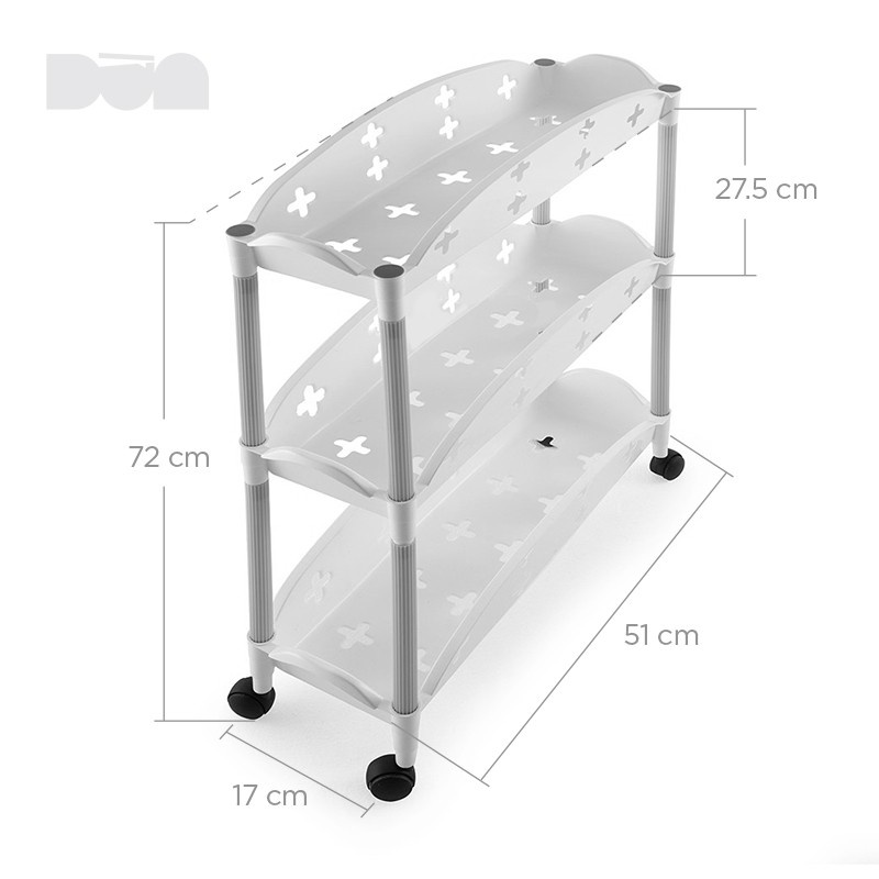 Kệ 3 tầng đa năng có bánh xe Tashuan TS-579 để khe ngách tiết kiệm diện tích