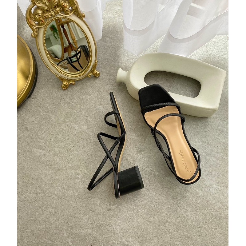Sandal nữ cao gót quai mảnh thời trang gót vuông cao 6cm
