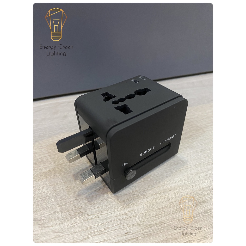Ổ cắm điện Energy Green Lighting quốc tế du lịch đa năng OC-122 2 cổng USB Travel AC Adapter