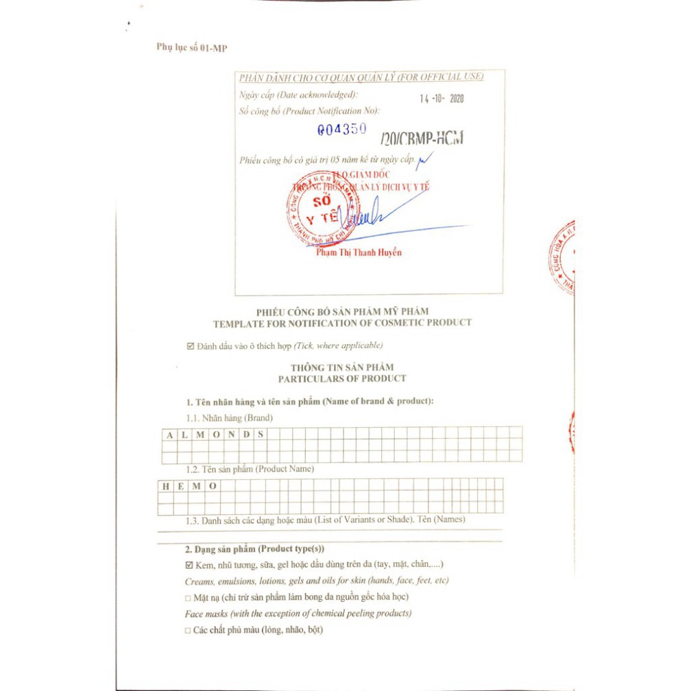 Dung dịch Hemo đào thải corticoid cho da giãn mao mạch, nám máu Almonds