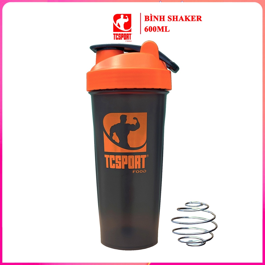 Bình lắc Shaker pha sữa cho người tập GYM - Bình nước thể thao Shaker 600 ml (Nhiều màu)