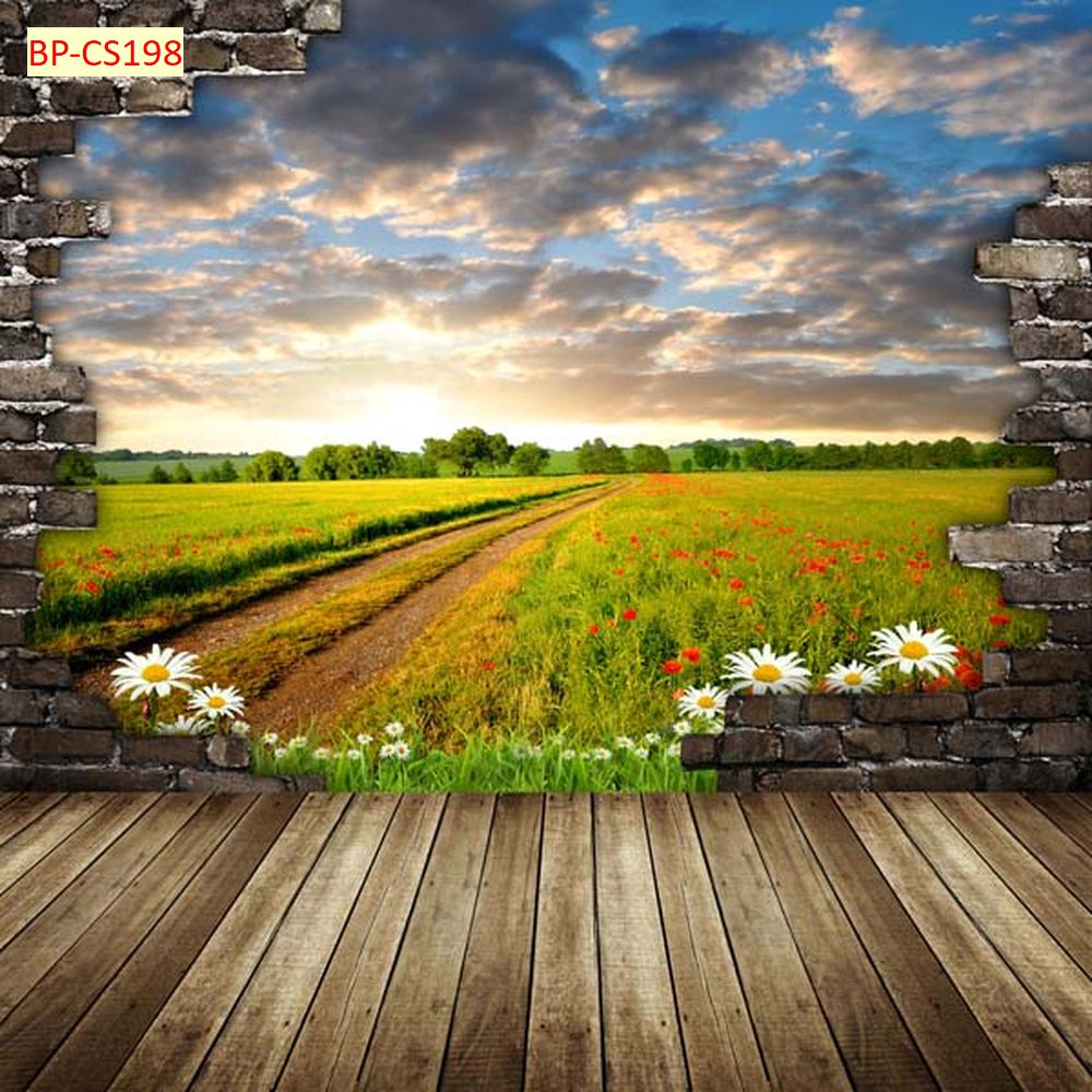 Tranh dán tường 3D khung cửa sổ thiên nhiên trong lành