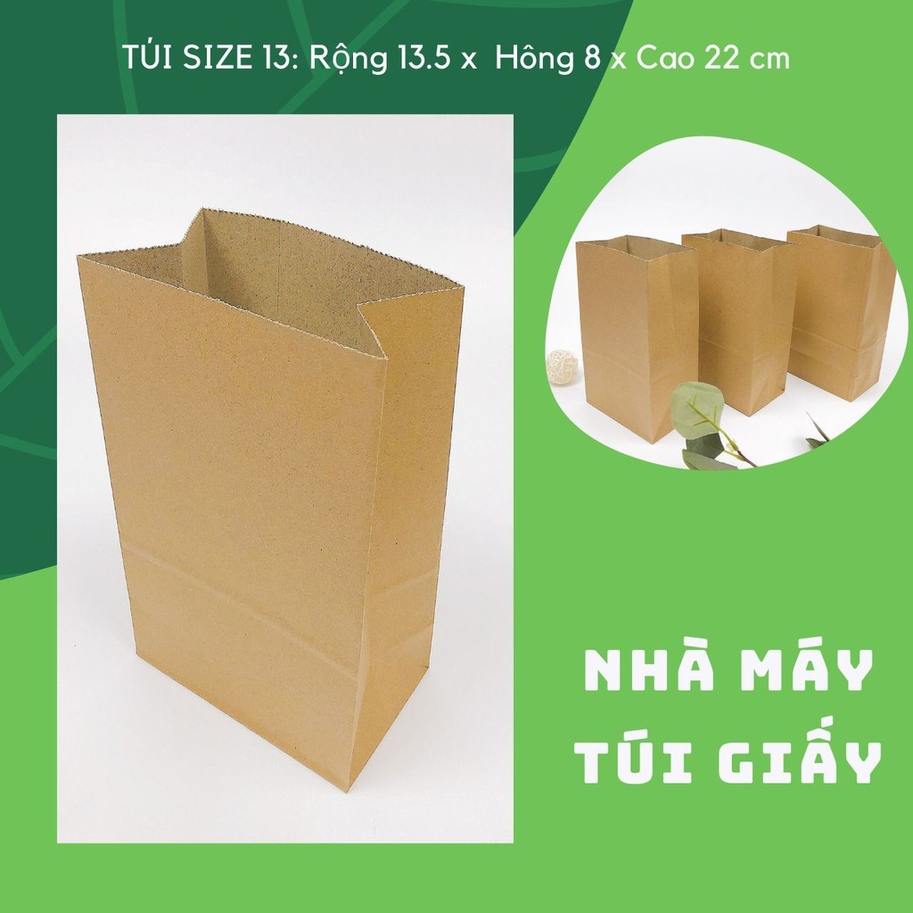 10 Chiếc Túi giấy nâu đựng quà Size 13 :13.5x8x22 cm không quai ẢNH THẬT VÀ VIDEO