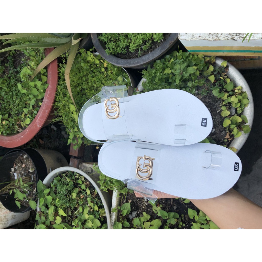 sandal đồng nai dép quai hậu nữ ( đế trắng quai trong suốt ) size từ 34 nữ đến 42 nữ