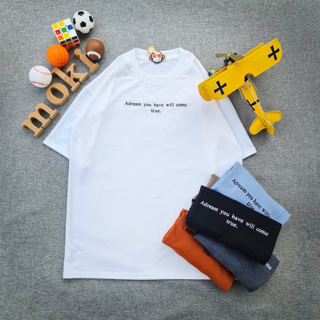 Áo phông áo thun nam nữ tay lỡ from rộng freesize chất cotton thoáng mát chữ thêu đơn giản nam nữ Adream