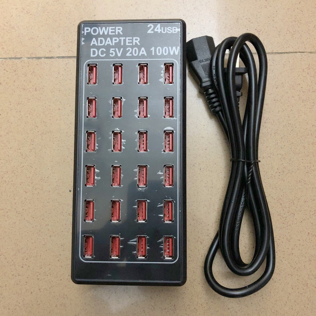 Ổ điện 24 cổng 20A 100W usb chuyên kích pin cho thợ điện thoại, sạc nhiều cổng công suất cao