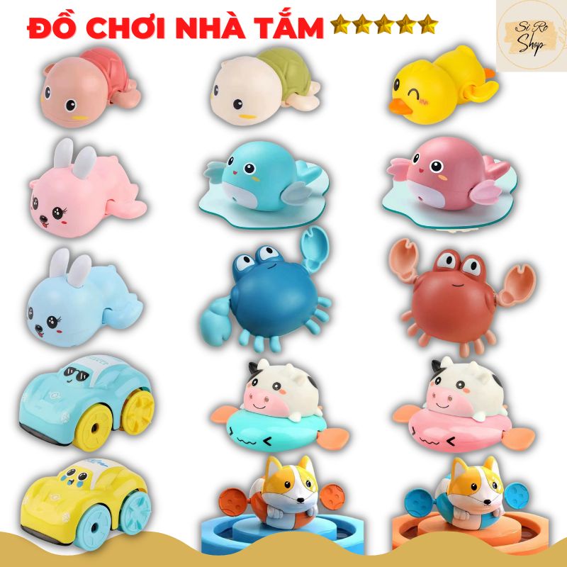 Đồ chơi nhà tắm SHOPSIRO, Rùa bơi trong nước đáng yêu dành cho bé, đủ loại cho bé yêu lựa chọn Rùa Cá Cua Vịt Bò Thỏ Xe