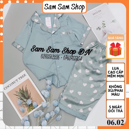 Đồ ngủ nữ, pijama lụa satin mango tơ tằm áo cộc quần lửng size 40-65kg - Sam Sam Shop