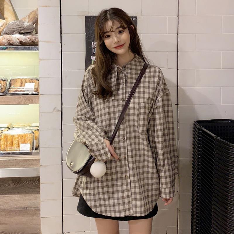 Bộ áo sơ mi tay dài kẻ sọc + áo khoác len không tay phong cách Hàn Quốc hợp thời trang cho nữ