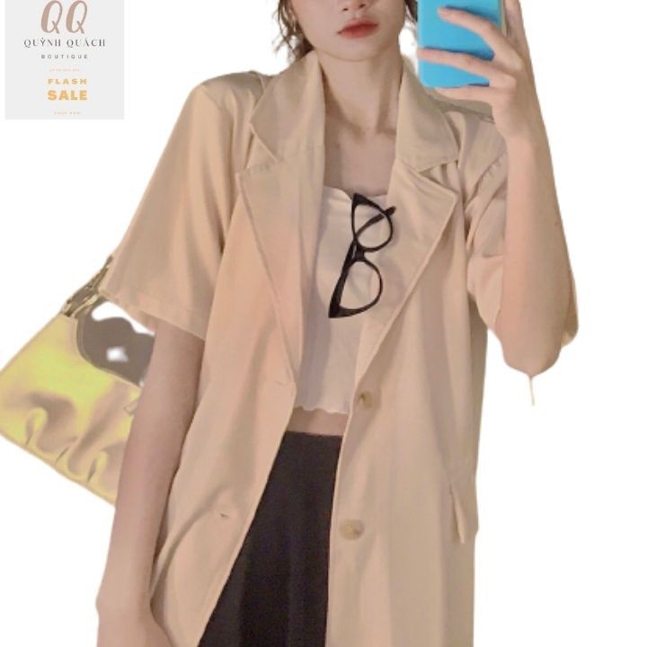 Áo Blazers đẹp giá rẻ 💗𝑭𝒓𝒆𝒆 𝑺𝒉𝒊𝒑💗, Vest nữ mùa hè chát đẹp mặc thoáng mát Màu đen trắng be Freesize | BigBuy360 - bigbuy360.vn