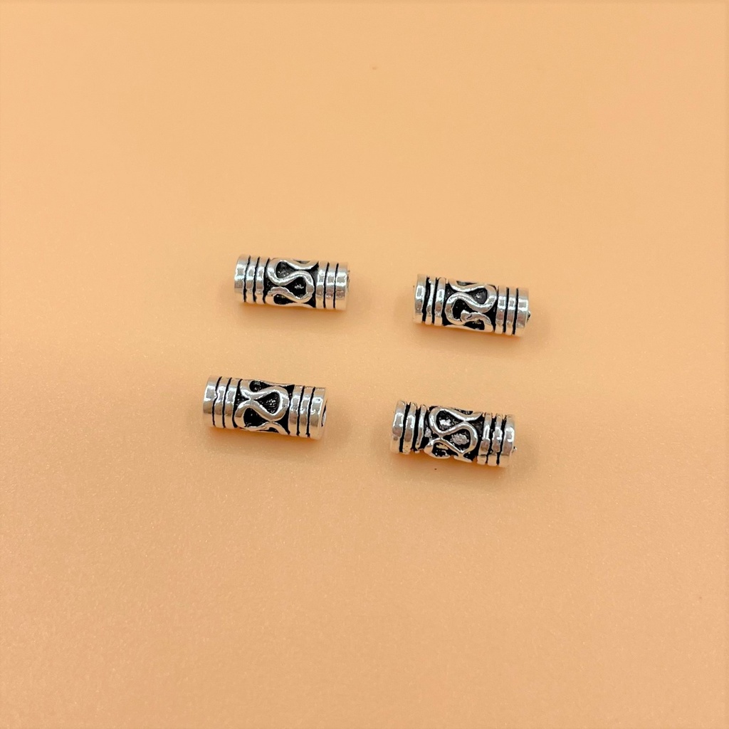 Charm nối hình ống có hoa văn - Charm Bạc 925 - Mã CA025