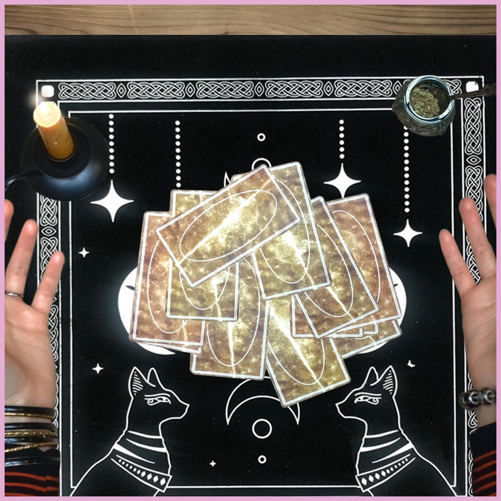 Khăn Trải Bàn Bói Tarot Họa Tiết Mắt Mèo Ai Cập Mặt Trăng Bằng Vải Flannel Trang Trí Tiệc