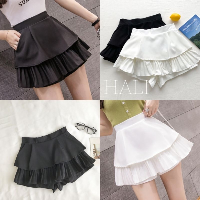 Chân váy xếp ly 2 tầng chất xòe bồng vải siêu nhẹ thời trang HALI
