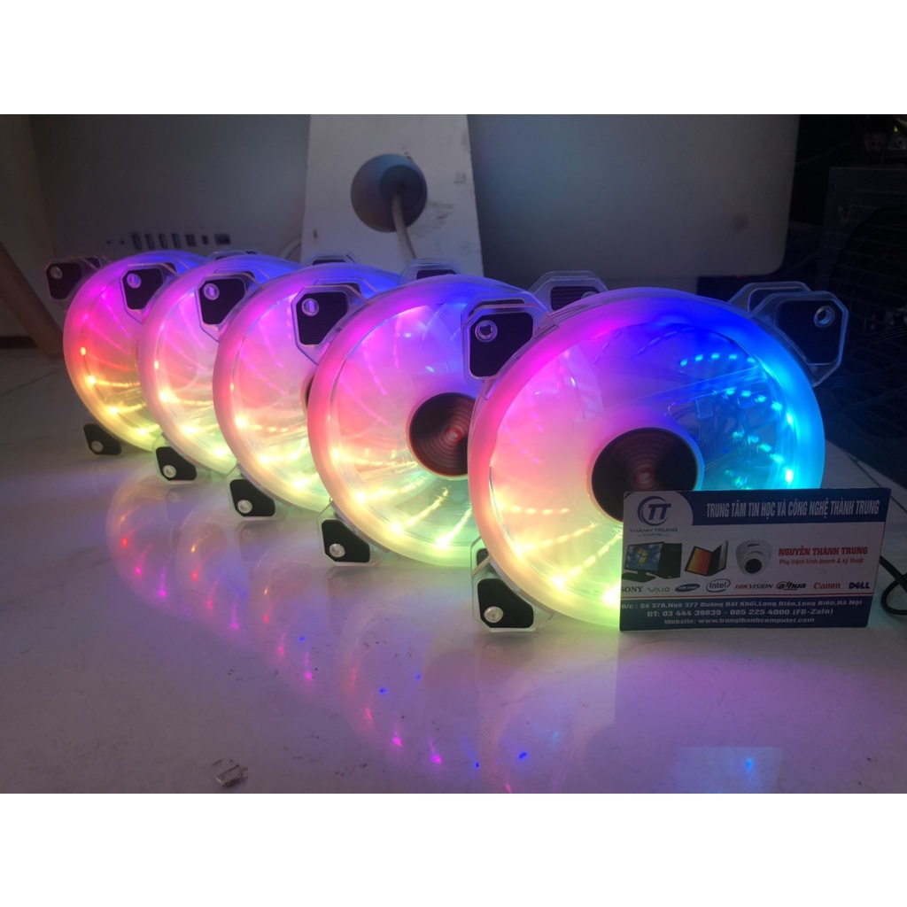 Quạt CoolMoon K5 - Fan CoolMoon K5, Led RGB 12cm, trong suốt, phiên bản mới nhất 2020 (Dùng qua Hub chuyển đổi nguồn)