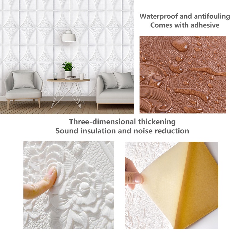Miếng Dán Tường 3D Tự Dính Chống Nước Chống Ẩm Trang Trí Nhà Cửa
