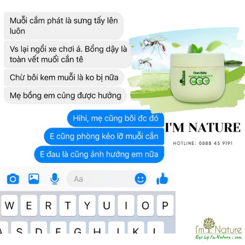 Kem làm dịu da - chống muỗi Oran Baby I’m Nature [Date 2020]