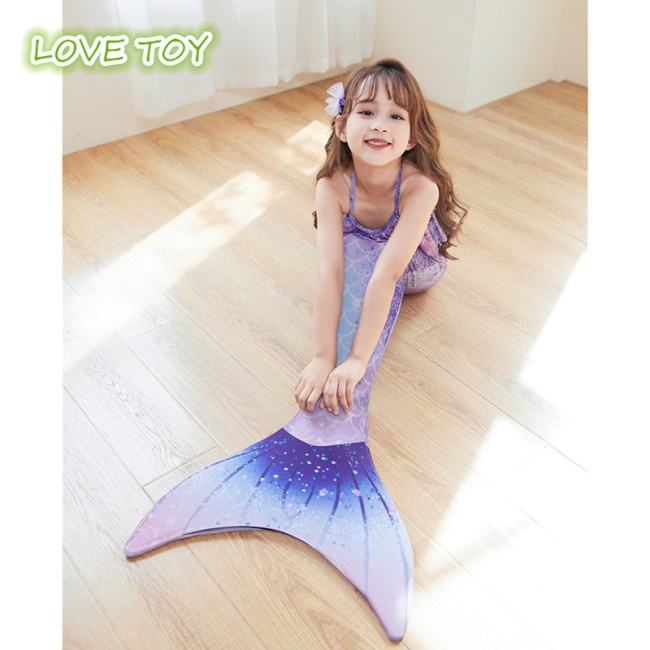 Set Đồ Bơi 3 Mảnh In Họa Tiết Nàng Tiên Cá Dễ Thương Dành Cho Bé Gái