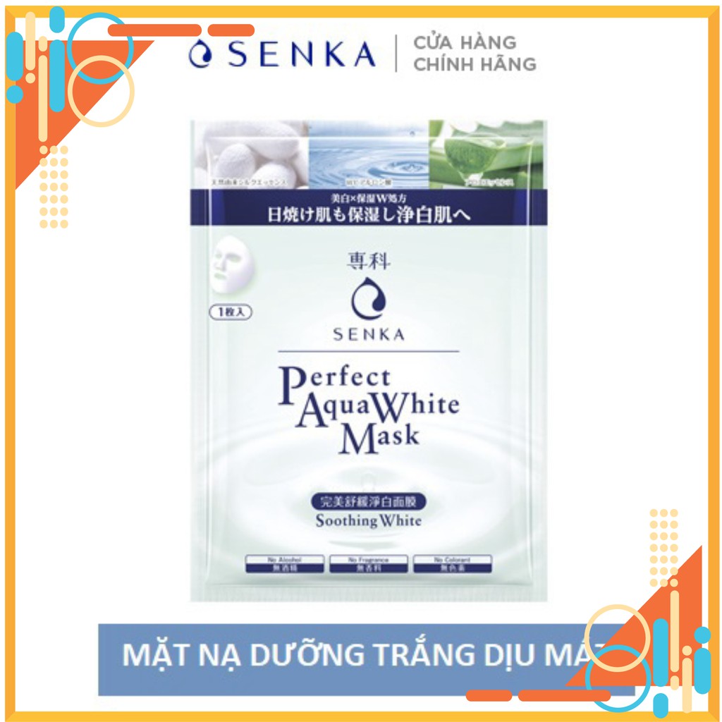 ( Mypham35 ) Mặt nạ dưỡng trắng dịu mát da Senka Perfect Aqua Soothing White Mask 23g