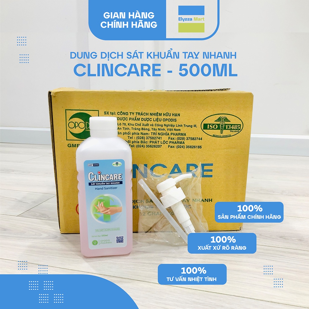 DUNG DỊCH SÁT KHUẨN TAY NHANH CLINCARE 500ML (OPODIS PHARMA)
