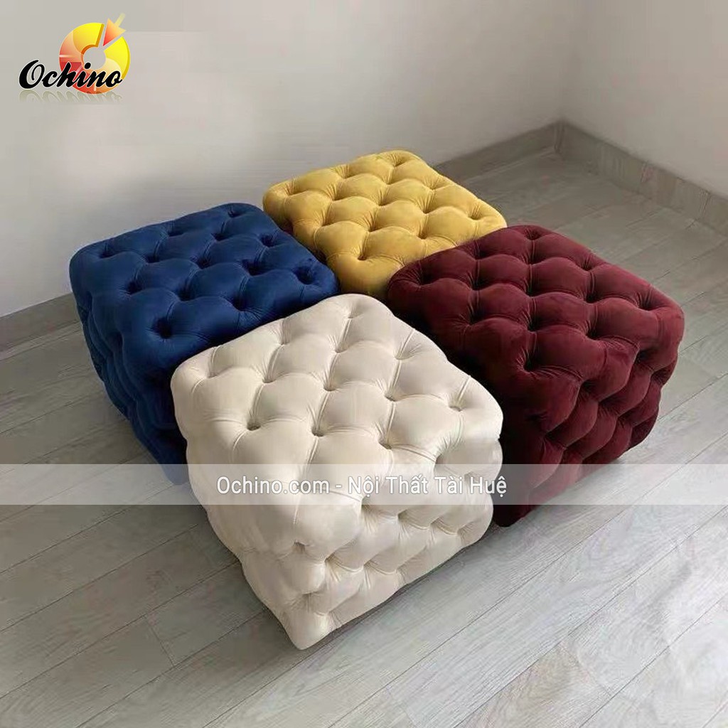 Đôn Vuông sofa Phòng khách Nhún cổ điển cao cấp rộng 50 và cao 40 ( Đủ Màu)