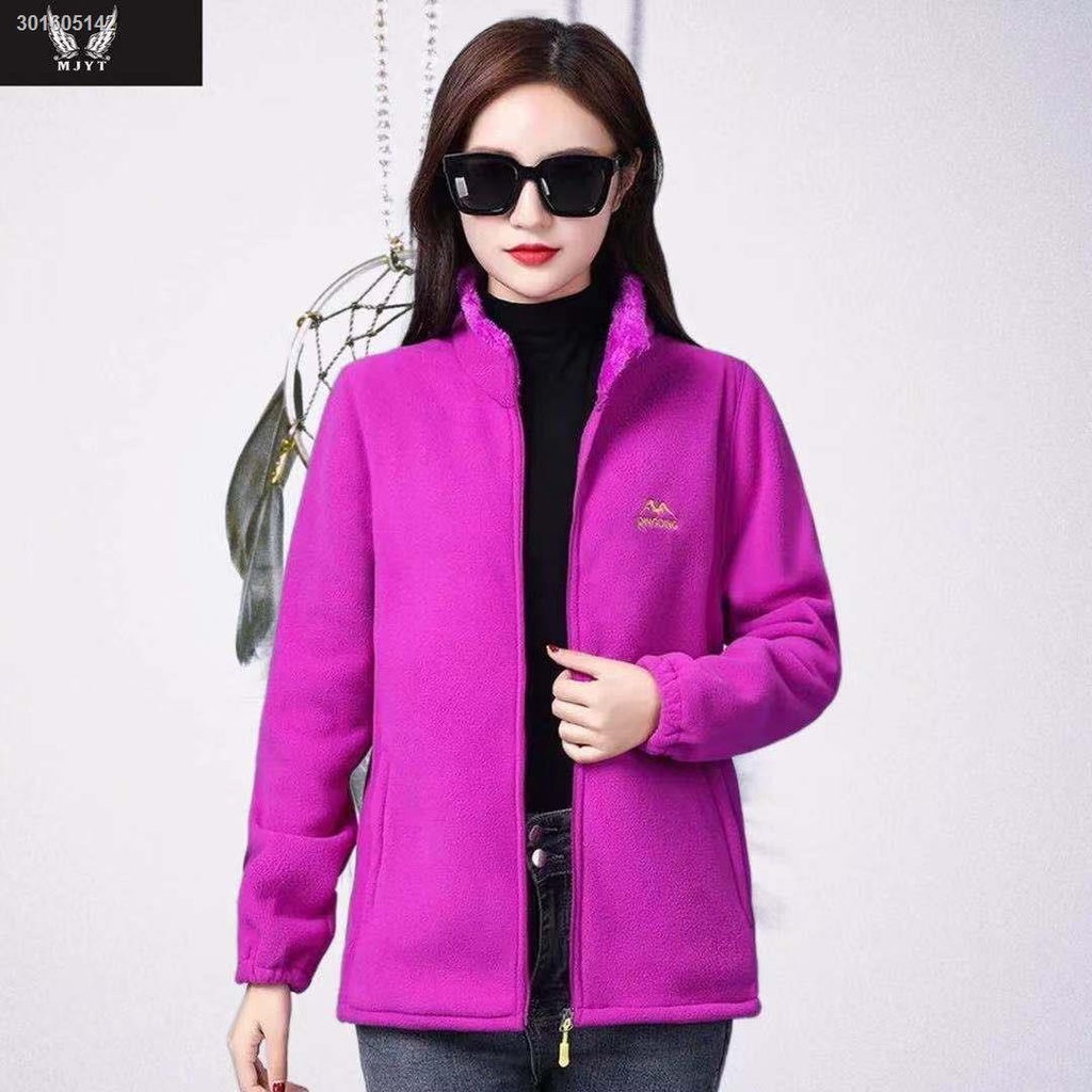 Middle-aged and elderly polar fleece jacket women s stand-up collar winter plus velvet thickening warmth plus size women s mother s cardigan sweater