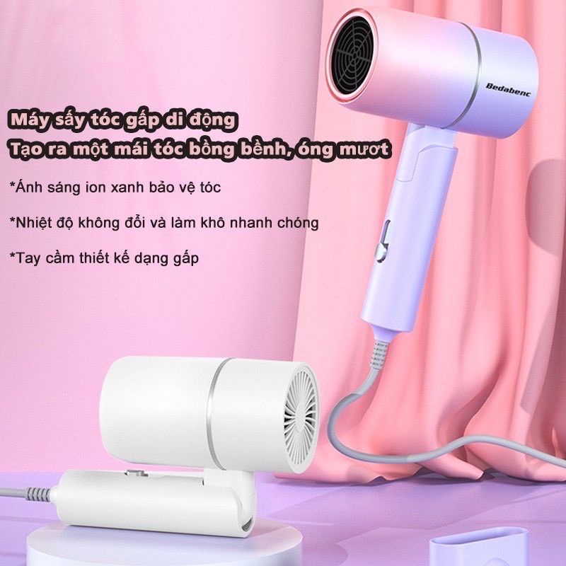 Máy sấy tóc mini gấp gọn tạo kiểu tóc chuyên nghiệp công suất 1000w BD07