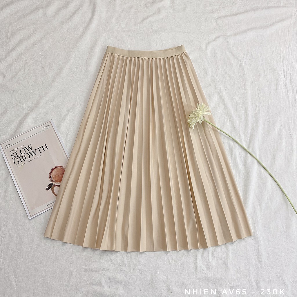 [Mã WASKT304 giảm 15% tối đa 30K đơn 99K] Chân Váy Xếp Ly_Nhienvintage AV65 | BigBuy360 - bigbuy360.vn