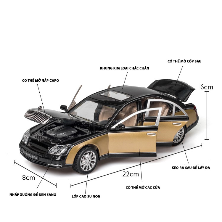 Xe mô hình Mercedes Maybach 62S hãng XLG chất liệu hợp kim, cửa mở 4 cánh